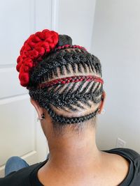 Indoor. rear view of woman with an updo hair