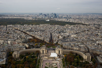 High angle view of palais de chaillot in city