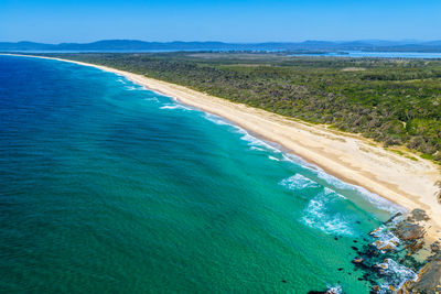 High angle view of beach against sky