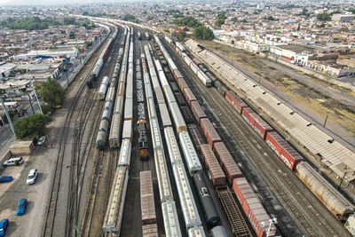 High angle view of railroad tracks