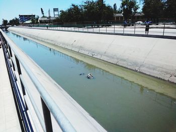 High angle view of swimming pool in lake