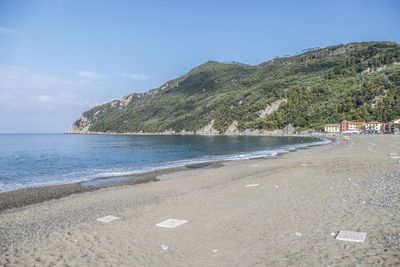 The beach of riva trigoso in sestri levante with clear blue water