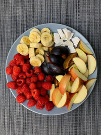 High angle view of breakfast on table