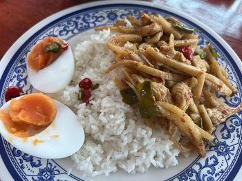 Close-up of food in plate on table