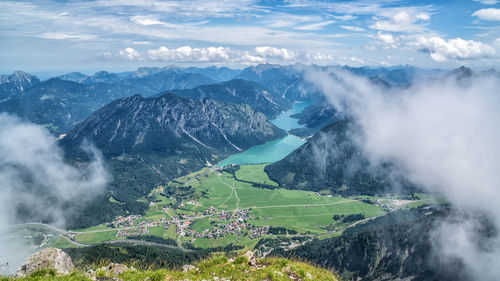 Aerial view of mountain range