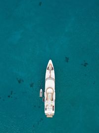 High angle view of ship sailing on sea