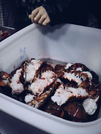 High angle view of ice cream in plate