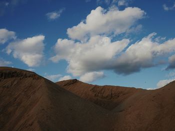 Scenic view of desert against cloudy sky