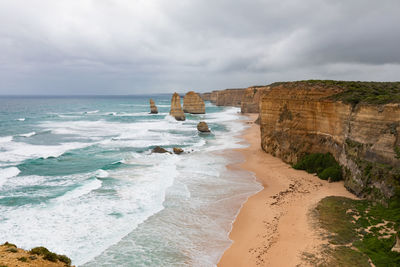 Scenic view of beach against sky