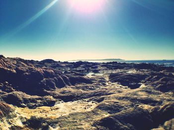Scenic view of sea against clear sky