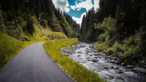 Road amidst trees against sky