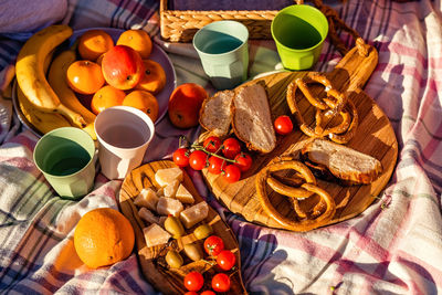 High angle view of food on table