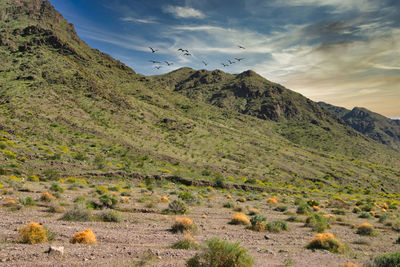 Scenic view of mountains against sky