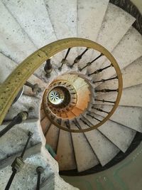 High angle view of spiral stairs