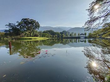 Scenic view of lake against sky