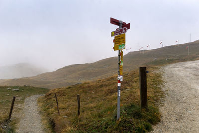 Road signs in the swiss alps