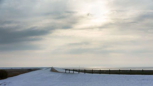 Scenic view of snow against sky during winter