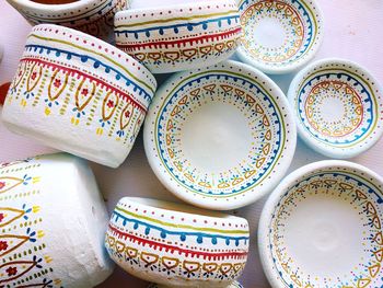 Directly above shot of empty bowls on table