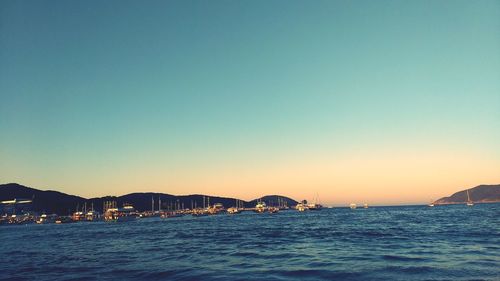 Scenic view of sea against clear sky