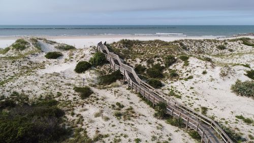 High angle view of beach against sky