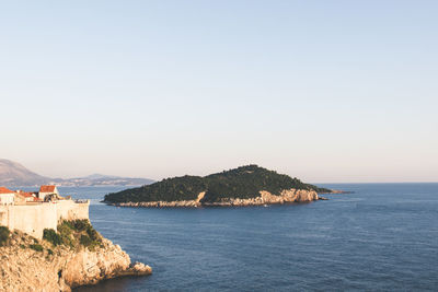 Scenic view of sea against clear sky