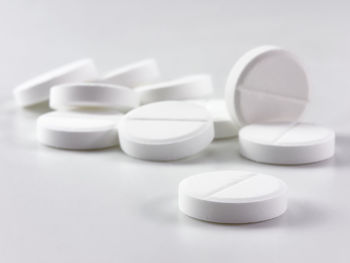 Close-up of glasses on table