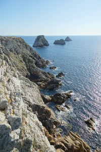 Scenic view of sea against clear sky