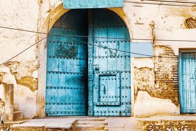 Closed door of old building