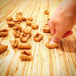 Detail shot of preparing food on table