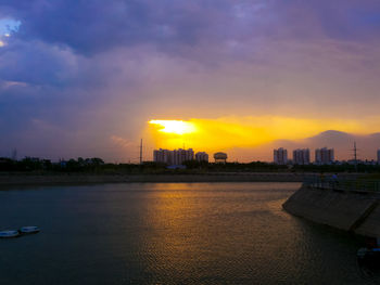 Scenic view of sunset over sea