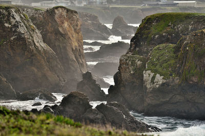 Scenic view of sea and mountains