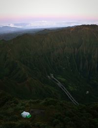 Aerial view of mountains against sky