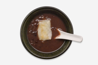 High angle view of ice cream in bowl