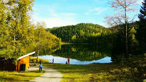 Scenic view of lake against sky