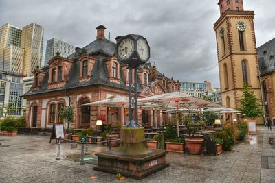 View of temple against buildings