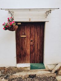 Closed door of building