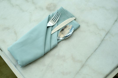 High angle view of table