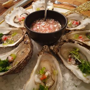 High angle view of food served in plate