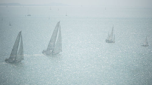 Sailboat in sea during winter