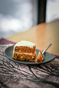 Cake in plate on table