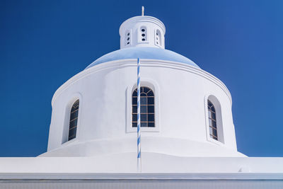 Santorini, greece. blue domed church, greek landmark.