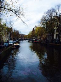 River in city against sky