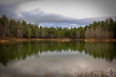 Scenic view of lake against sky