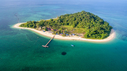 High angle view of boats on beach