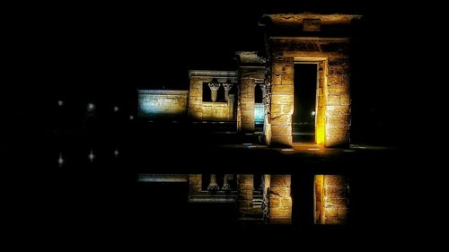 View of built structure at night