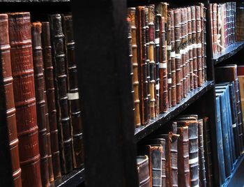 Close-up of books in library