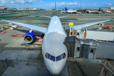 Airplane on airport runway