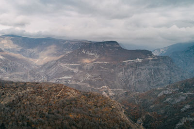 Aerial view of landscape and mountains against sky