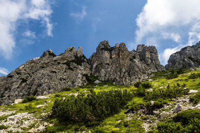 Panoramic view of rocky mountains against sky