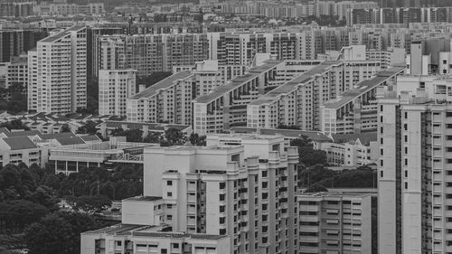 Black and white public housing apartments in singapore